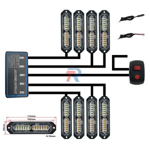 8pcs 12LED Car Grille Light Kit Vehicle Center Grid Blinking Flashing Head Light Auto Beacon Light Set Button Switch New