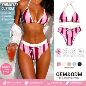 Custom Swimwear Manufacturer Striped OEM ODM Plus Size Bikini Factory Wholesale Women Swimsuits OEKO-TEX Certified