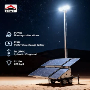 New Arrival Solar-Powered Light Tower with 8*300W Solar Panels for Outdoor Construction Lighting