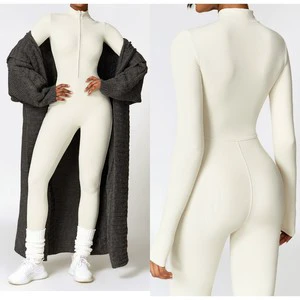 Quick Dry Reversible Lightweight Breathable Full-Length Spandex/Nylon Women's Running Fitness Jumpsuits Fall/Winter Yoga Sports