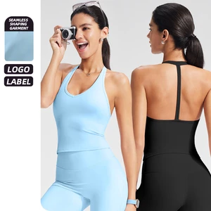Women's Plus Size V-neck Breathable Yoga Vest with Padded Breasts Sexy Sport Bra Supportive Backless Outwear Tank Top