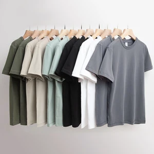 Wholesale 250g Short Sleeve T-Shirt Solid Blank Breathable Cotton Men's Women T Shirts Custom Logo