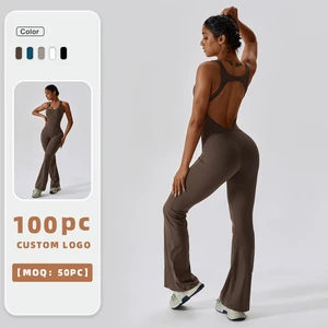 2023 Summer High Quality Solid Back Yoga Set for Outdoor Active Wear One Piece Breathable Lightweight Four-Way Stretch