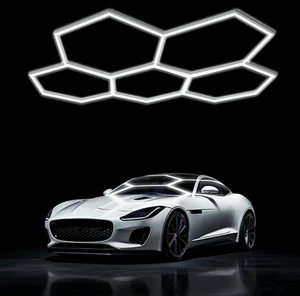 AC 220V 50HZ Custom ETL Hexagonal LED Garage Light 6500K Hanging Linear Chandelier Workshop Office Warehouse 3-Year Warranty
