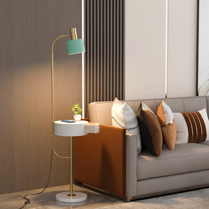 TOGETHER Classic Floor Standing Light Leather Shade Luxury Iron Interior Living Room Corridor Hotel Office Led Floor Lamp