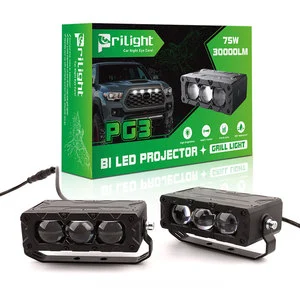 Prilight Upgrade Grill Lights 75W 30000LM 3 Lens Car LED Grille Light 3000K 6000K Bi Led Projector Lens Front Grille Lights