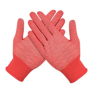 Professional Safety Gloves PVC Dot Texture Palm Finger Knit Polyester Shell Washable Reusable Light Duty Handling Anti-Slip