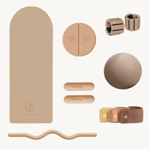 Personalised Eco Friendly Non-Slip Custom Logo Oval Arch Shape PU Natural Rubber Cream Beige Private Label Yoga Mat Set