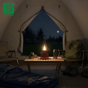 Portable LED Oil Lamp Lantern Retro Bamboo Design Custom Colors USB Rechargeable Tent Light For Camping And Home Decor