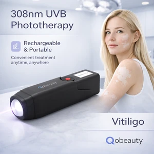 Qobeauty Portable 308nm Excimer Light UVMini 308 UVB Phototherapy Device For Face Vitiligo Psoriasis Rechargeable Bluetooth