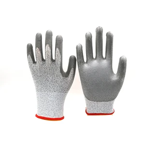 HPPE 4543 En388 Glass Protective Industry PU Coated Construction Cut Resistant Work Safety Anti Cut Level 5 Gloves