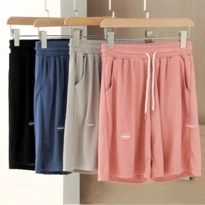 Plus Size Women Summer Shorts High Waist Drawstring Straight Pants Lady Ice Silk Casual Bermuda Shorts
