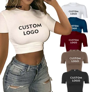 HG66 High Quality White Women's Gym Tank Tops Fashionable Fitness T-Shirts with Screen Print Diamond & Button Decoration