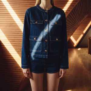 Women's Vintage Print Washed Denim Jacket Breathable Eco-Friendly All-Match Simple European American Style Autumn Button