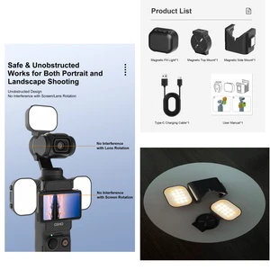 8 Hours Max Runtime Long-Lasting Rechargeable Plastic Small Size Magnetic Pocket Fill Light Osmo Pocket 3 Combo Crateur CRI>97