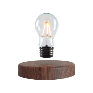 Creative Wireless Levitation Room Night Lamp Wood Grain Base Magnetic Table Light Levitating LED Floating Lamp Bulb