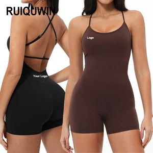RUIQUWIN OEM Women's Backless Sports Jumpsuit Lightweight Breathable Sports Fitness Suit Tight Elastic Yoga Jumpsuit
