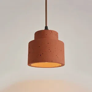 Brick Red Stone LED Pendant Lamp Adjustable Height High CRI 90 2-Year Warranty Dining Room Bedroom Bedside Restaurant Coffee
