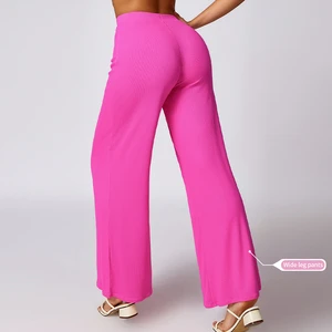 Custom Nylon Athletic Low Waisted Fitness Yoga Leggings Women Workout Gym Butt Lifting Flared Yoga Pants