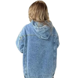Custom Made and Hot Style Women's Casual Pullover Blue Denim Jacket Vintage Distressed Jean Hoodies Jacket Tops