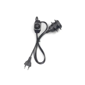 Black E27 Lamp Holder Dimmer with Screw Style Plastic AC Input On/Off Plug Model Switch
