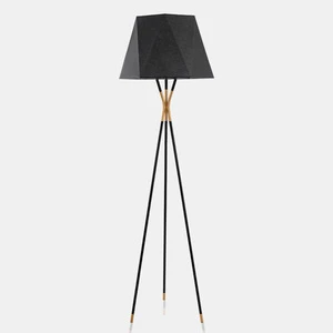 Minimalist Tripod Floor Lamp with Oval Black Fabric Shade & 3-Leg Base - Modern Home Lighting for Living Room, Bedroom, Office