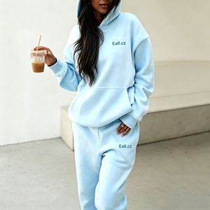 Custom Logo Printed Lightweight Women's Premium Leisure Tracksuit Trendy Cropped Hoodie & High-Waist Wide-Leg Pants Set