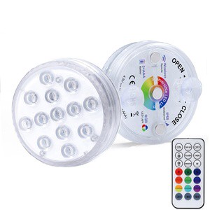 RGB Color LED Submersible Light Radio Frequency Remote Control Lighting Underwater Waterproof Battery Powered LED Pool Lights