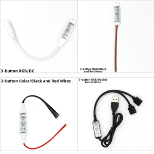 USB RGB LED Strip Controller With 3-Key Remote Dimmer Strobe Flash Color Adjust Mode for LED Ambient Light Strips