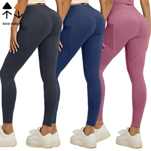 European Sizes Seamless Dual-Pocket Sports Fitness Leggings High-Waisted Plus-Size Elastic Tight Leggings Women's Yoga Pants