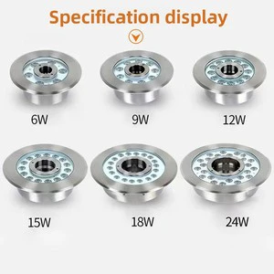 LED IP68 Waterproof Stainless Steel Fountain Light for Fish Pond & Landscape with Central Hole Dimmable