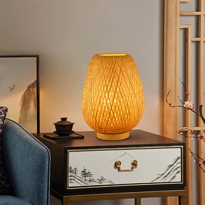 Modern Bamboo Art Japanese Style Table Light for Bedroom Bedside Hotel Homestay Creative Decorative Lamp