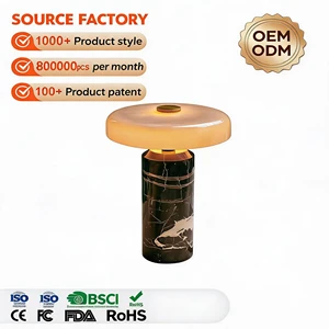 Marble + Glass Desk Lamp, Rechargeable LED, Touch Dimming, Cafe/Restaurant Decorative Atmosphere Lamp