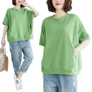 Breathable Plus Size Women's Oversized T-Shirts-Quick Dry Solid Custom Logo Half Sleeve Streetwear Style Wholesale Loose Fit