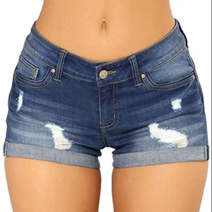 Worn Out Denim Shorts 2022 Casual Women's Sexy Stretch Denim Shorts