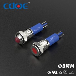 CE UL Ip67 Waterproof Pilot Light Indicator 8mm Led Mount Equipment 8mm Red 24v Indicators Light Panel Indicator