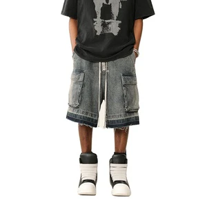Wholesale Customized Men's XS Denim Shorts Breathable Canvas Streetwear Multiple Pocket Logo Decoration OEM Service Available