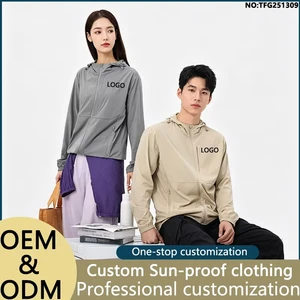 Outdoor Ice Feeling Hooded Sun protection Clothing with High Elasticity and Anti Splash UPF50+UV Resistant Jacket Custom Logo