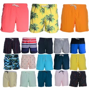 Men's Summer Solid Board Beach Shorts Breathable Polyester Swimwear Trunks for Beach & Pool