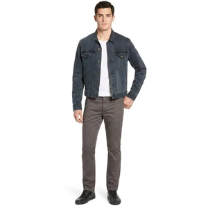 Warm streetwear men denim jacket sherpa lined blue jean winter fashion outerwear vintage style coat for men casual
