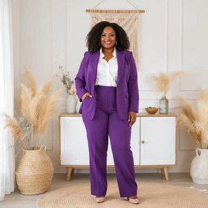 Fashion Plus Size Pantsuits for Women Elegant 2-Piece Business Suits for Office or Events