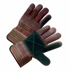 Leather Work Gloves with Reinforced Stitching Durable Industrial Rigger Gloves with Dual Palm Layer Split Leather Safety Glove