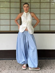 2026 Spring Summer Loose Harem Pants, Pure Cotton Streetwear Lazy Style Wide Leg Casual Long Bottoms