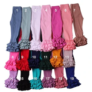 Hot Sale Solid Color Cotton Baby Icing Ruffle Pants High Quality Girls Ruffled Pants Casual Breathable Soft Baby Girls' Leggings