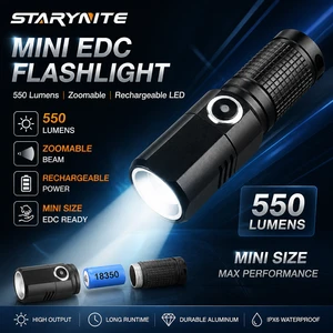 STARYNITE XHP50 LED Pocket Light 18350 Battery Type-C Charge Lightweight Portable Adjustable Zoomable Rechargeable EDC Lamp