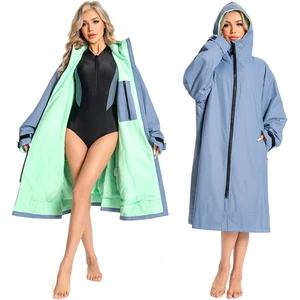 OEM Oversized Windproof Waterproof Swim Parka Women Warm Coat Hooded Surf Poncho Quick Dry Wetsuit Beach Towel Changing Robe