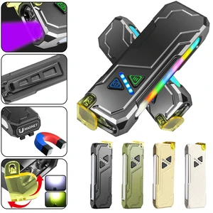 Magnetic Pocket Clip Flashlights 1000 Lumens Rechargeable USB Camping EDC Flat RGB UV Light Outdoor