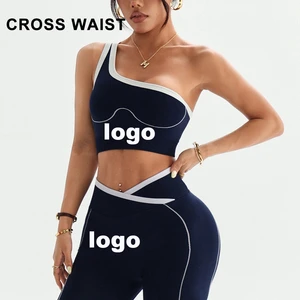 Yoga Clothing Sports Suit Breathable Shoulder Bra Fitness Trousers Women's Outdoor Running Exercise 2-Piece Set Spandex Blend
