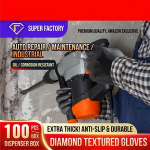 Custom Disposable Black Nitrile 8mil Thick Powder-Free Protective Gloves Diamond Grip Waterproof Durable for Home Machinery