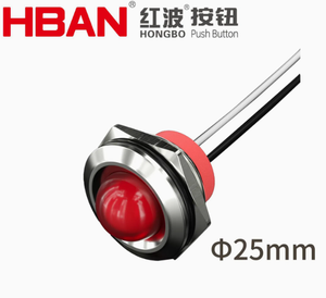 HBAN 25mm Indicator Lights Domed Head Metal 12V Led Pilot Stainless Steel Signal Indicator Light Equipment Display With Wires